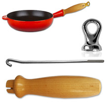  Le Creuset Ersatz Holzgriff + Innenstange + Aufhänger für Bratpfanne
