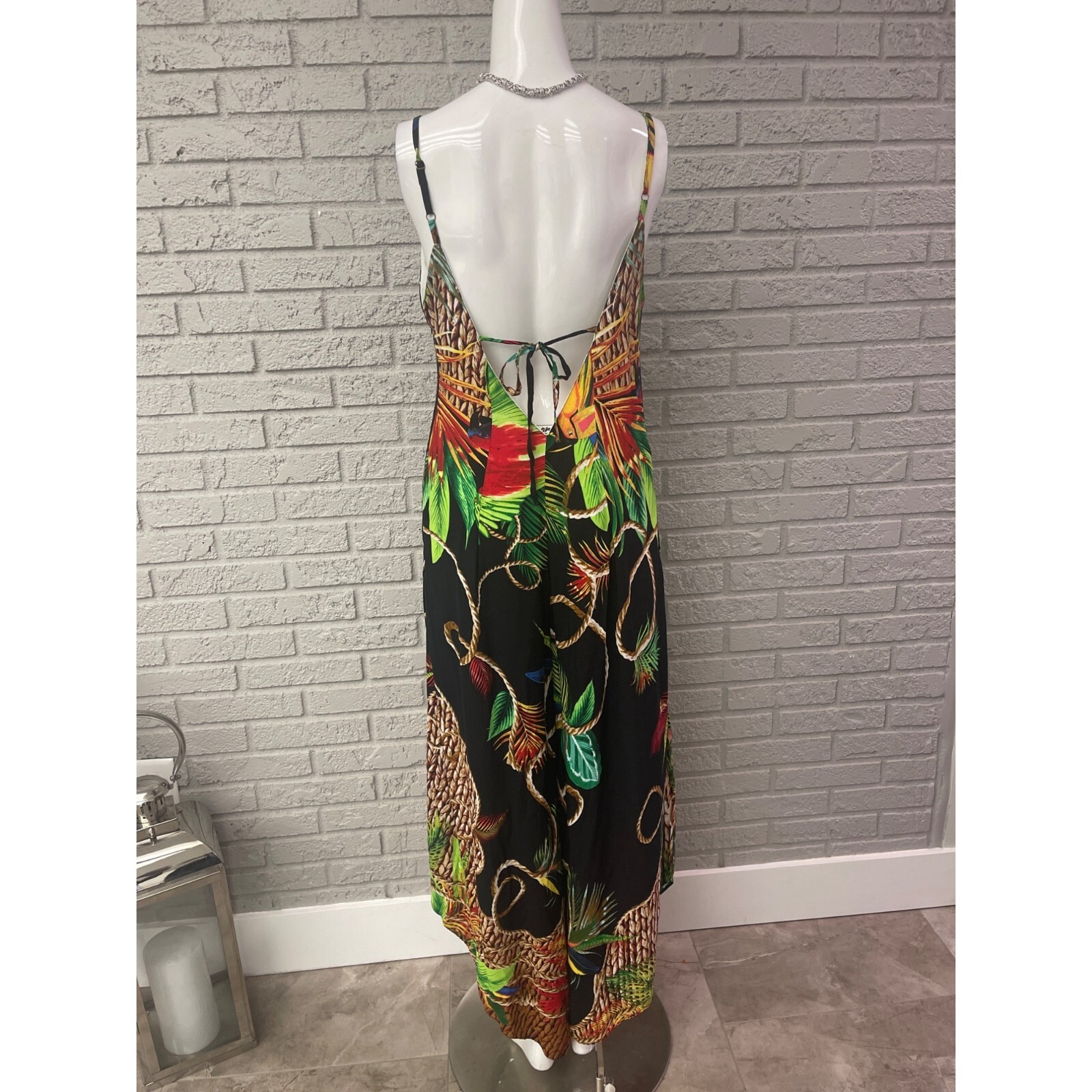 Floresta Multicolored Spaghetti Strap Tropical Lo… - image 2