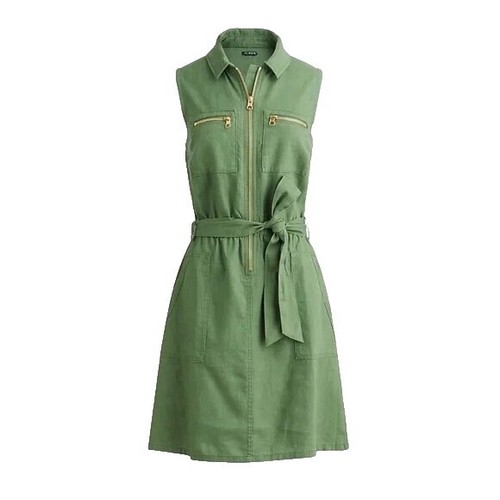 ELENA BALDI Linen Dress Womens S Army Green Tunic Shift Summer Light  Italian NEW | eBay