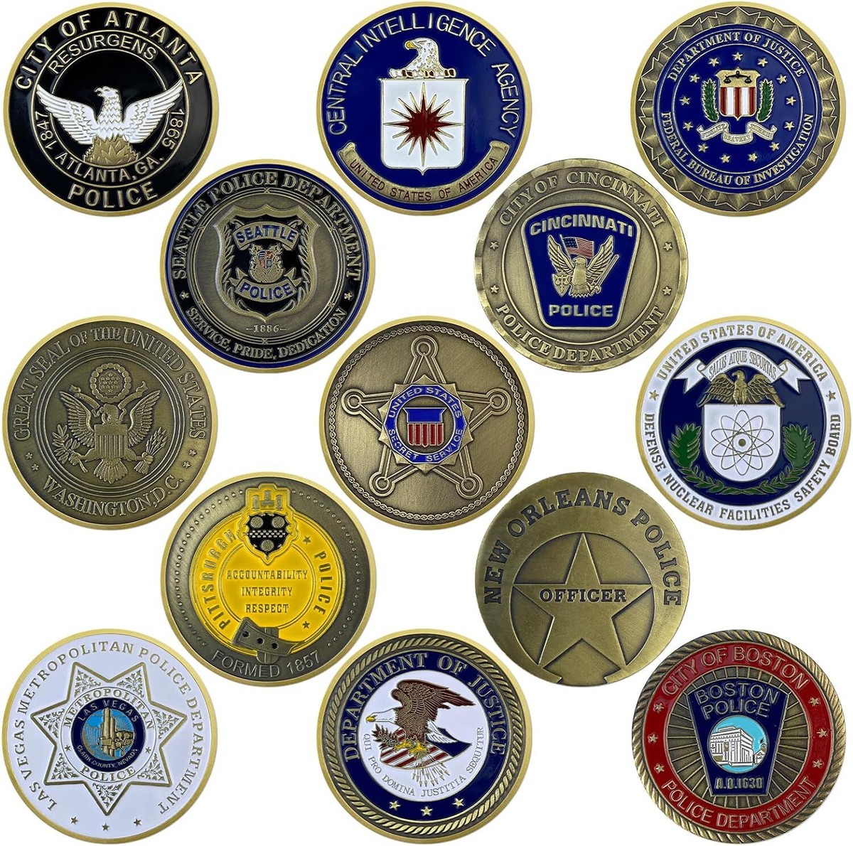 13Pcs Police Challenge Coins Lot Law Enforcement Officer St