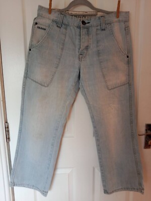 OS.RAW Men's Light Wash Jeans 32S - Vintage Style Button Fly - Osaka Raw Denim