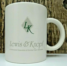 Lewis & Knopf White/Cream Coffee Mug Cup Personal Service and Quality