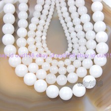 White Jade Gemstone Round Ball Spacer Loose Beads 15" 4mm 6mm 8mm 10mm 12mm