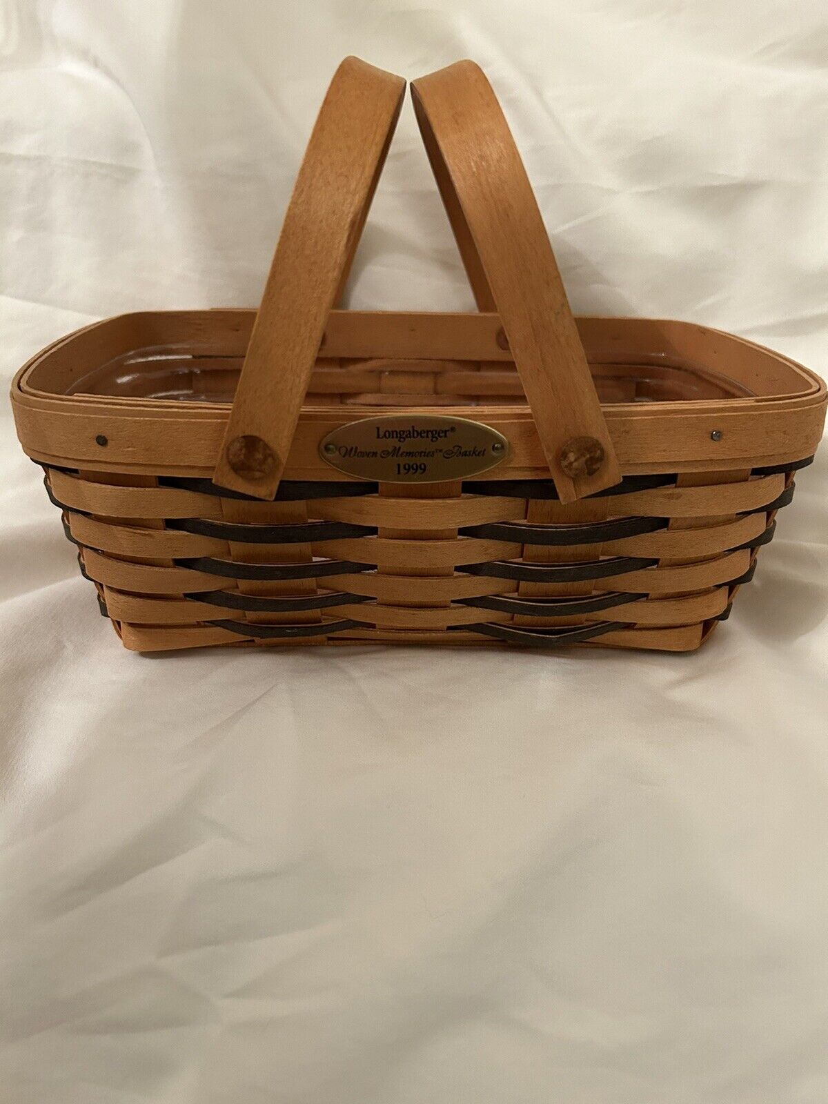 RARE Retired 1999 Longaberger Woven Memories Basket with Blue Weave