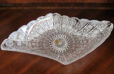 Bohemian Czech Crystal 13" Diamond Bowl Hand Cut Queen Lace 24 Lead