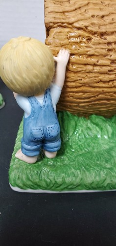 Bookends Vintage Enesco Girl And Boy by a log Figural - 1980's Figurine - Picture 8 of 12