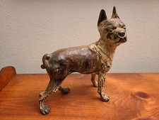 Vintage Boston Terrier Cast Iron Door Stop original paint Hubley Replica 
