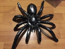 New 13" LARGE BLACK SILVER METAL SPIDER TARANTULA ARACHNID HAUNTED PROP DECOR
