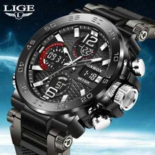 LIGE Fashion Military Watches For Men Luxury Original Sports Chronograph Man