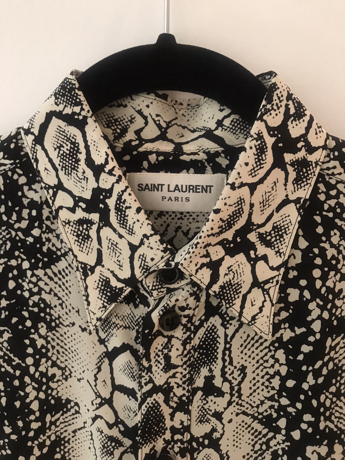 Camicia Saint Laurent Hedi Slimane FW16 stampa pitone seta 37 XS Celine