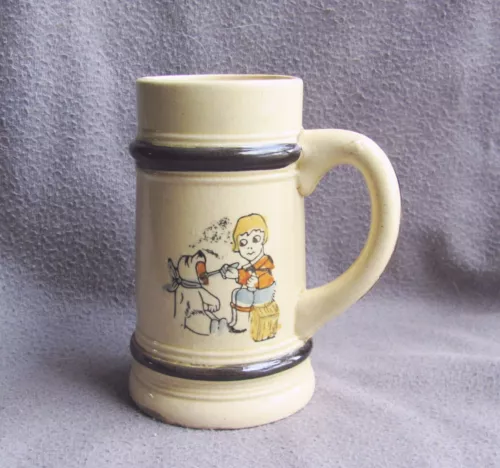 Vintage Pottery 5+" Mug Child w/ Sick Teddy Bear