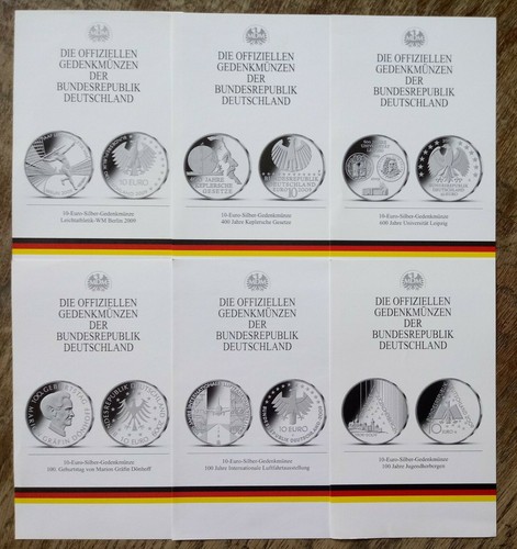 MDM Flyer for 6 x 10 Euro Commemorative Coins Federal Republic of Germany 2009 Complete Year Original