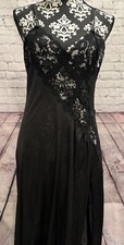 VTG 90  s Women  s Fredericks Of Hollywood Black Laced Chest USA Made Nightgown L