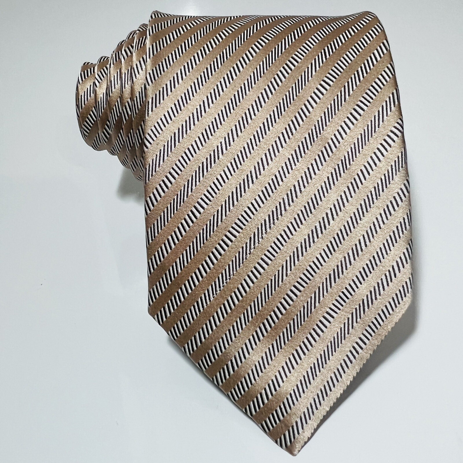 LANVIN Paris Modern/Recent Tan,Brown&Gray Striped… - image 2