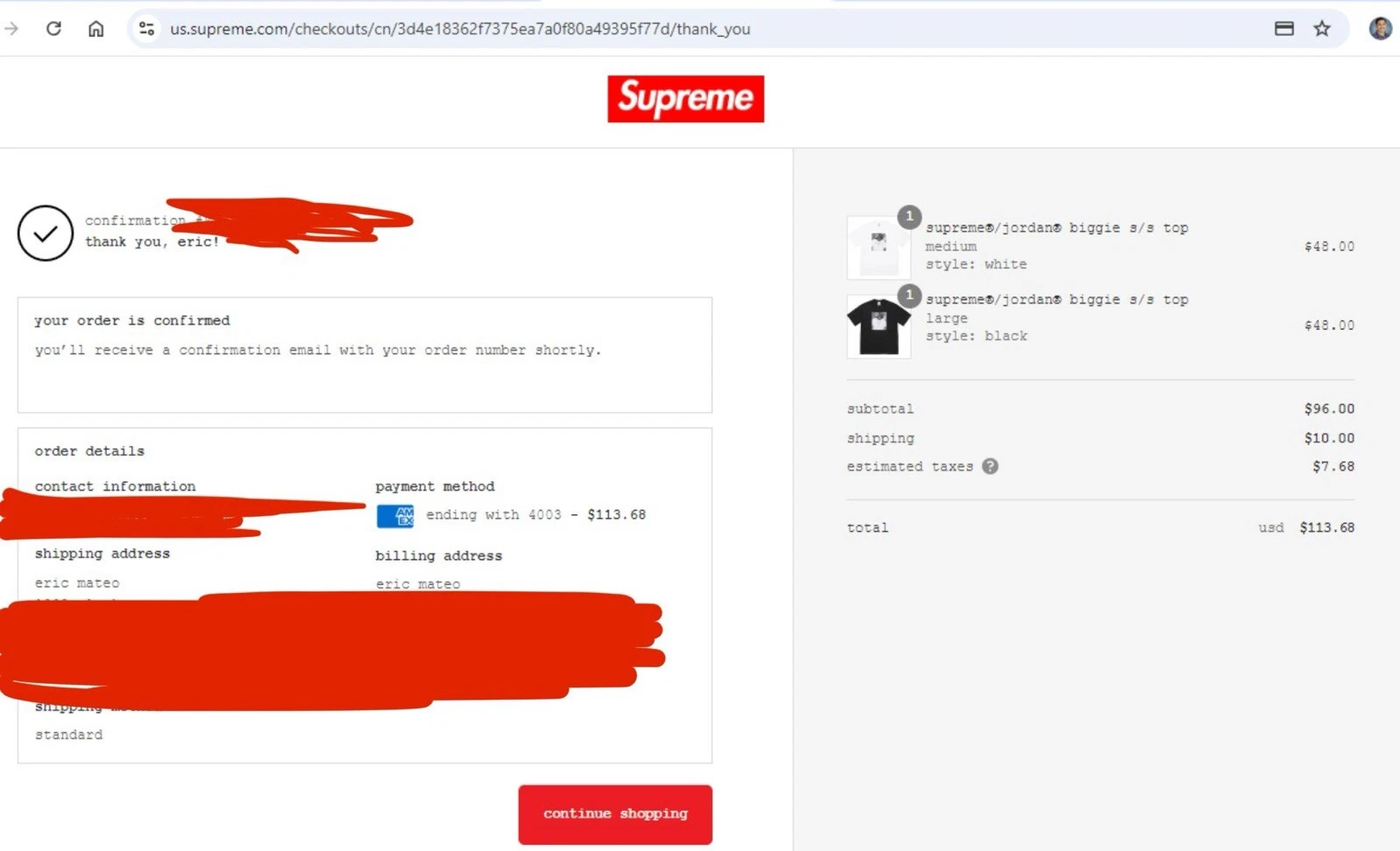 Taille L   T shirt noir Supreme x Jordan Biggie Smalls FW24 2024