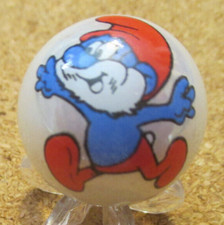 Colorized Papa Smurf Logo on a Pearl Jabo Marble 35 .936" 23.77mm