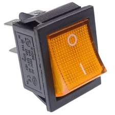 Yellow illuminated On-Off Large Rectangle Rocker Switch DPST 12V