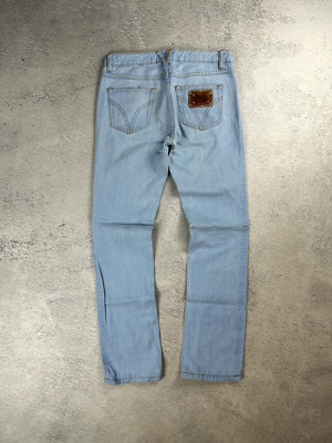 Vintage Dolce & Gabbana Jeans Fit Tight Blue Back Leather Logo