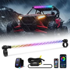 30 Inch LED Chase Light Bar Spiral Fat Whip Antenna RGB Roof Lights APP & Remote