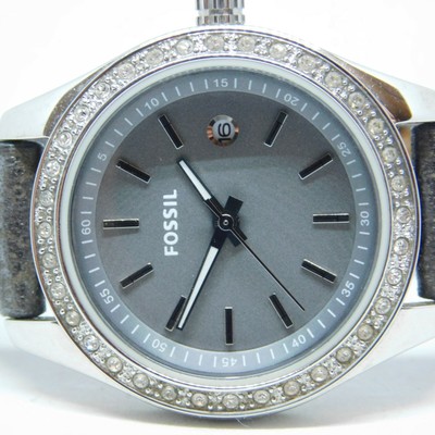 Fossil ES-3025 Genuine Leather Band Quartz Analog Women\'s Watch New Battery FOSSIL ES-3025 All Stainless Steel Genuine Leather Quartz  main image 2