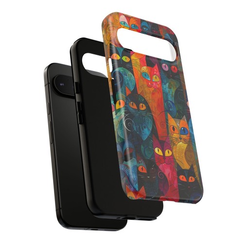 Phone-Ink Google Pixel Tough Cover Case - Abstract Cats Artistic Kitty - 第 7/55 張圖片