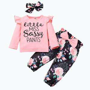 Newborn Toddler Baby Girl Tops T-shirt+Floral Shorts Pants+Headband 3PCS Outfits
