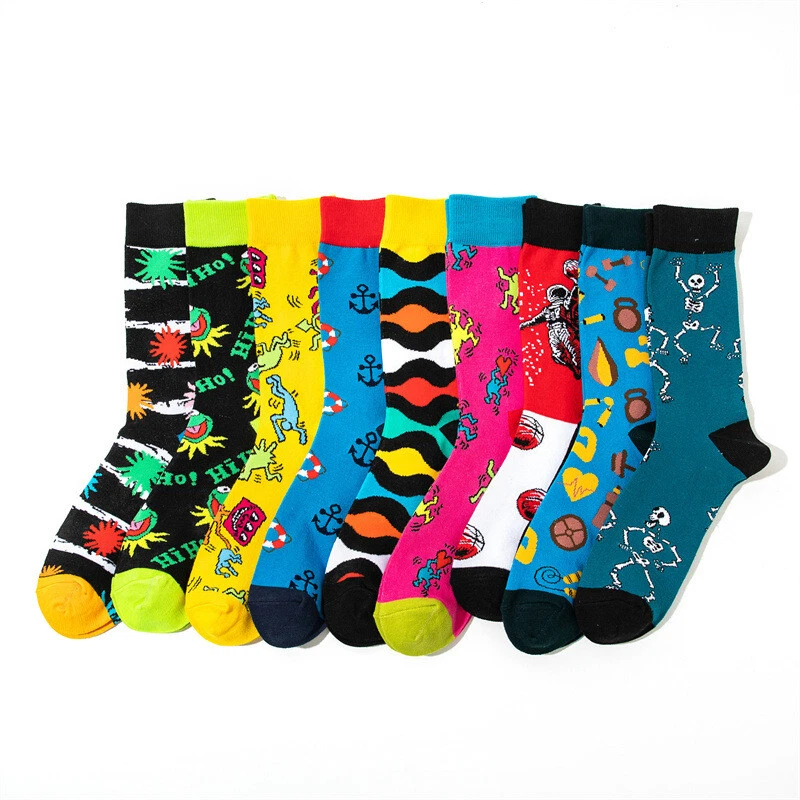 9 Pairs Men's Personalized Anime Socks Women's Cotton Breathable Comics Socks