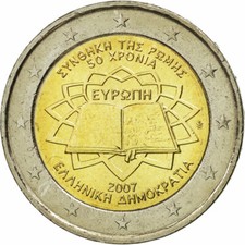 [#463104] Griekenland, 2 Euro, Traité de Rome 50 ans, 2007, UNC-, Bi-Metallic, K
