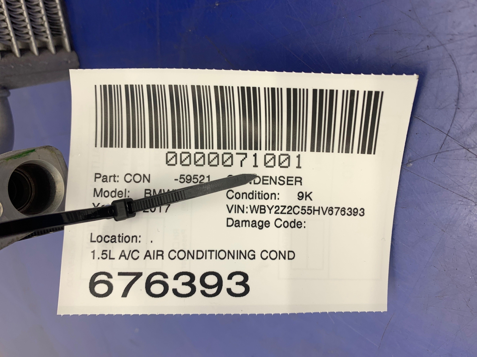 2014 - 2019 BMW I8 OEM 1.5L A/C AIR CONDITIONING CONDENSER *LIGHTLY BENT*