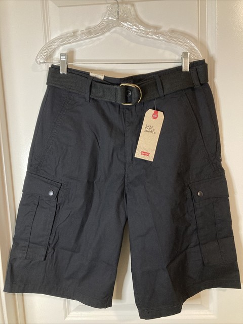 Snap Cargo Shorts Black With Belt Mens 