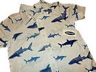 3F NWT OLD NAVY 4T BLUE SHARKS Hawaiian Stretch Short Sleeve Button Up Shirt — photo 1