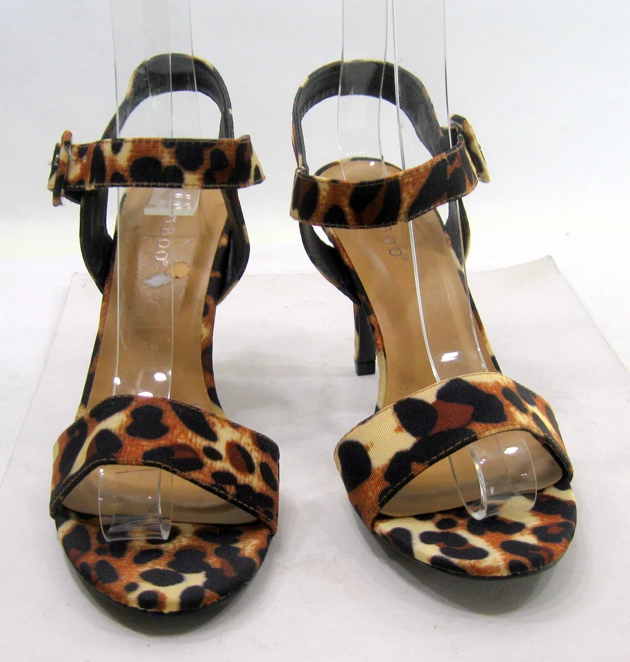 Zapatos BAMBOO CHEETHA 4"Stiletto Tacón Alto Punta Abierta Correa al Tobillo MUJERES Talla 7 Foto 2 de 4