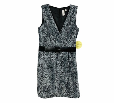 NWT Emma Michele Leopard Faux Wrap Dress Size 12 Belt