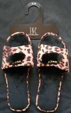 INC International Concepts animal leopard print tassel women's slippers m 7/8