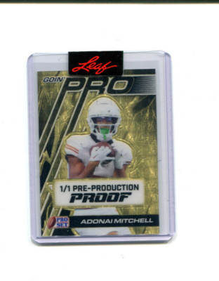 2024 Leaf Pro Set Goin Pro Gold Super Prismatic Proof Adonai Mitchell Rookie 1/1