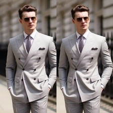 Classic Men's Suit Wide Peak Lapel Formal Party Wedding Blazer Men Tuxedo