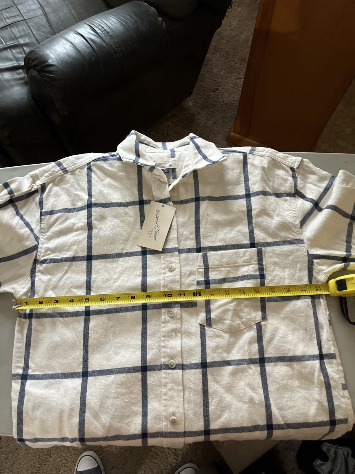 Universal Thread Women White Plaid LongSleeve ButtonDown Shirt Size XS