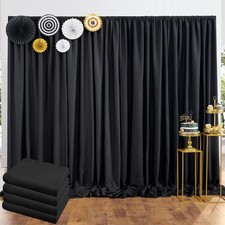 20x10FT Thick Black Backdrop Curtain Parties 4 Panels Polyester Wedding Drapes