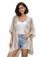 Ruggine Serena Kimono Sheer Boho Floral Duster Cover Up OS NWT