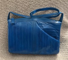 Lee Sands Medium Size Blue Eel Skin Shoulder Bag Excellent Condition