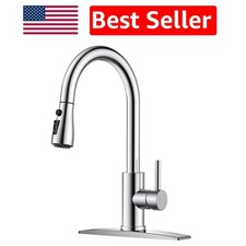 High Arc Traditional Kitchen Faucet - Stainless Steel with Pull Down Sprayer