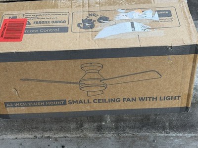 Amico 42  Flush Mount Ceiling Fan w/ Light 3 Blade Modern White New Open Box