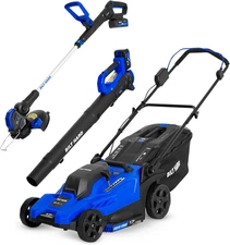 17'' 40V Cordless Push Lawn Mower, 12'' String Trimmer and Leaf Blower Combo Set