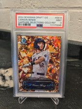 Carson Benge 2024 Bowman Draft Sapphire Selections Gold 43/50 PSA 9