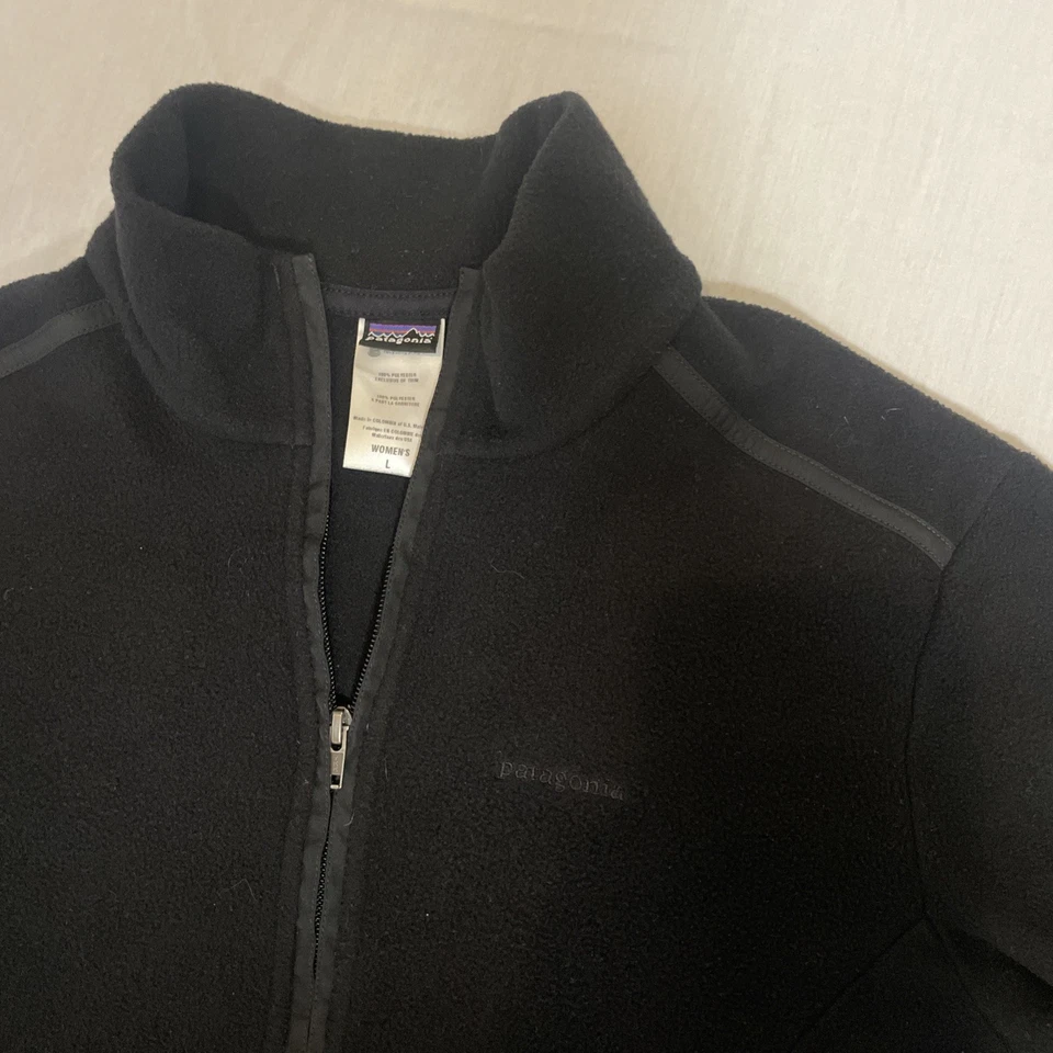 Chaqueta negra Patagonia para mujer grande micro polar cremallera completa sudadera ligera Foto 2 de 4