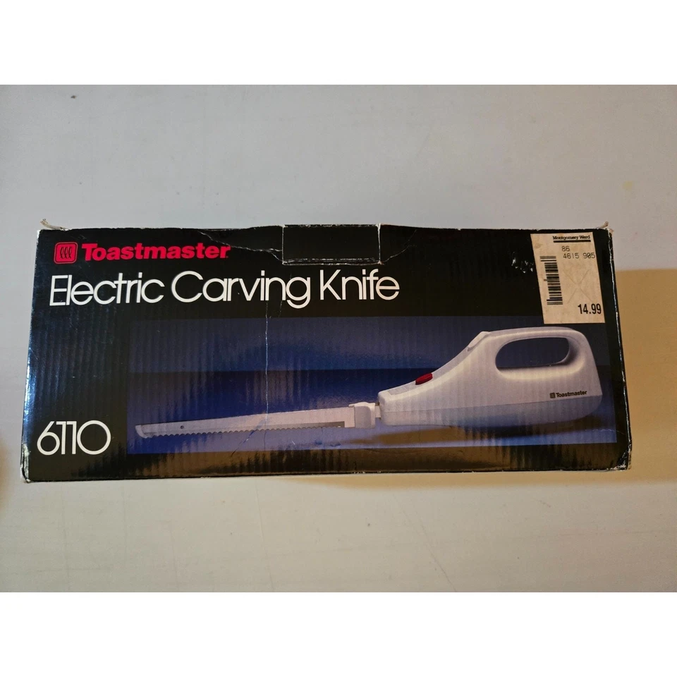 Cuchillo de talla eléctrico Toastmaster 6110 vintage con 2 hojas dentadas Foto 4 de 4