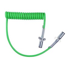 7 Way Coiled Cord 15 FT Green ABS Electrical Power 15FT Longtail Coiled Cord