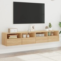Tv-Wandschr?Nke 2 Stk. Sonoma-Eiche 80X30X30 Cm Holzwerkstoff