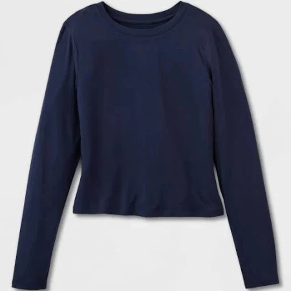 Wild Fable Women's Long Sleeve Base Layer T-Shirt Navy Blue Size Large
