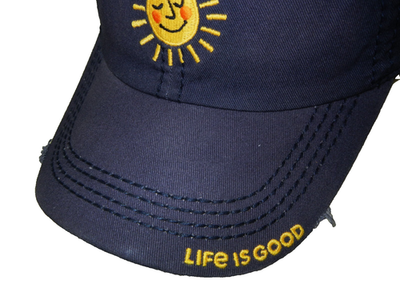 LIFE IS GOOD Blue/Yellow SMILING-SUNSHINE BASEBALL HAT Happy  display picture 1